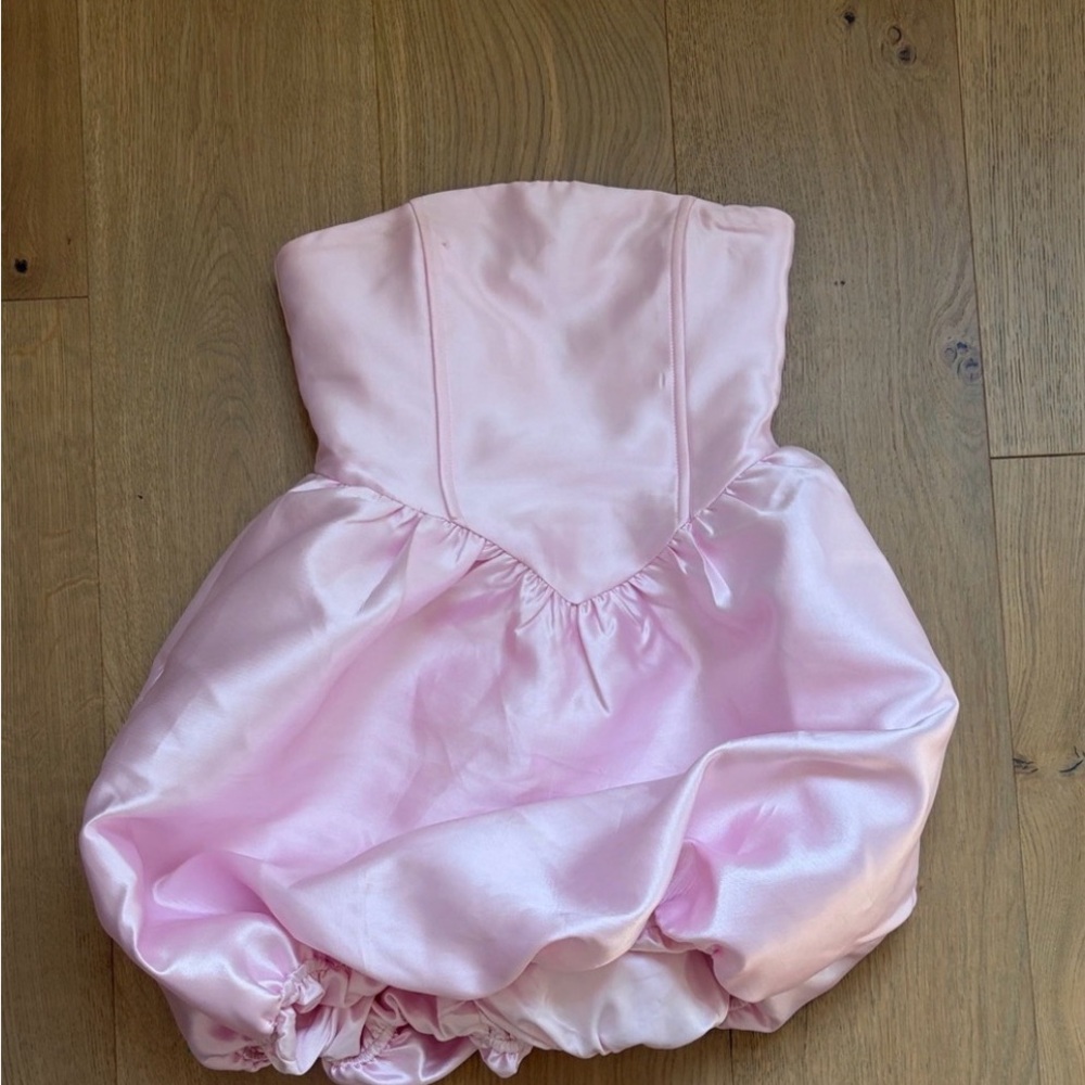 Katie J NYC Light Pink Satin Bubble Mini Dress